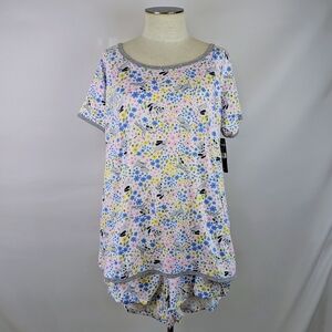 Pillow Talk PJ Set Short Sleeve Top Shorts Dogs Bees Flowers Print S NWT